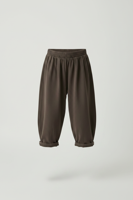 Pantalon Marron Ample Coton Enfant Décontracté Confortable - Molleton - vue 3
