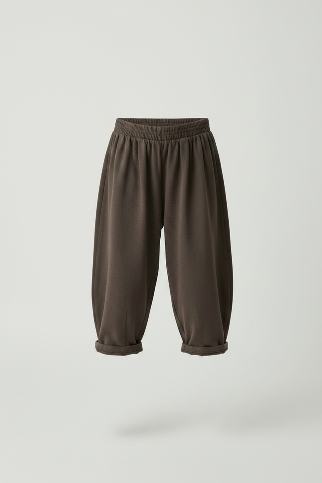 Pantalon Marron Ample Coton Enfant Décontracté Confortable - Molleton - vue 3