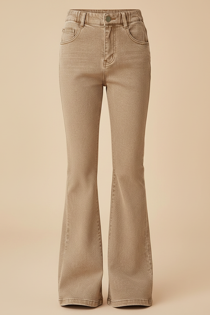 Pantalon Marron Flare Denim Vintage Fille Taille Haute - Jean - vue 3