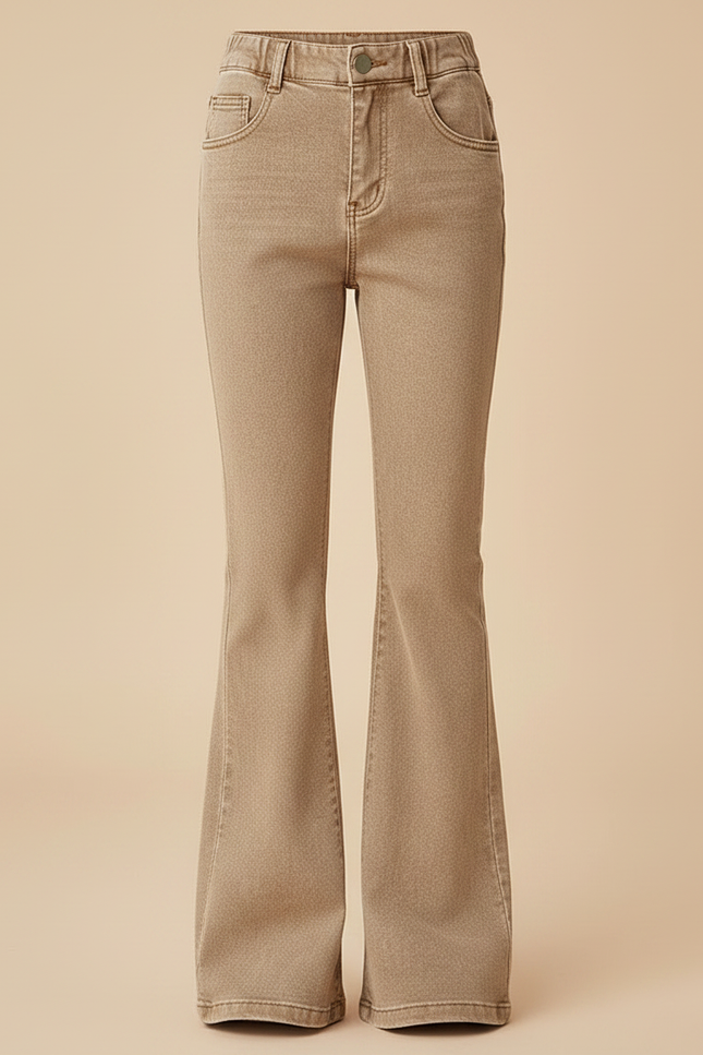 Pantalon Marron Flare Denim Vintage Fille Taille Haute - Jean - vue 3