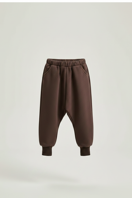 Pantalon Marron Harem Coton Confortable Enfant - Molleton - vue 3