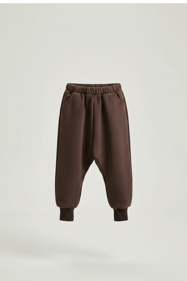 Pantalon Marron Harem Coton Confortable Enfant - Molleton - vue 3