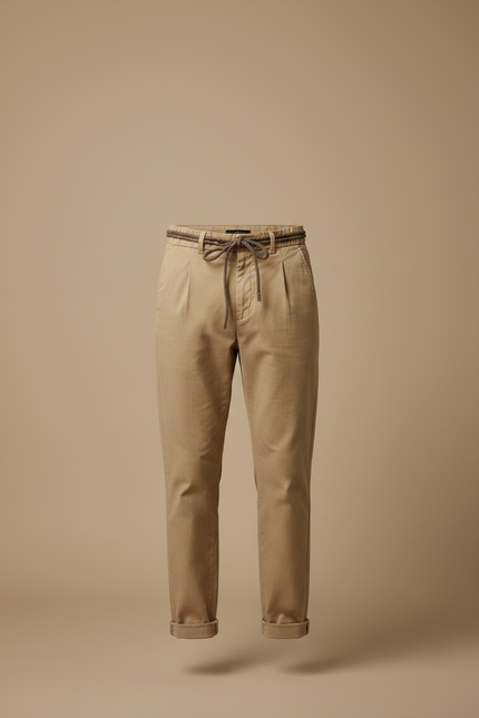Pantalon Marron Coton Ample Décontracté Homme - Camel - vue 3