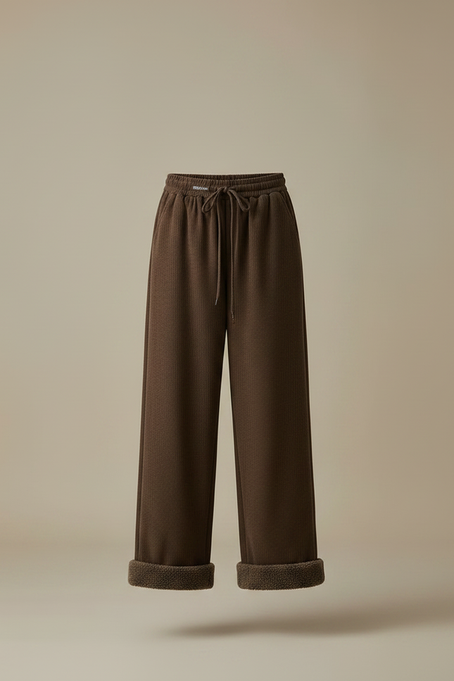 Pantalon Marron Côtelé Ample Doublé Chaud Femme - Cordé - vue 3