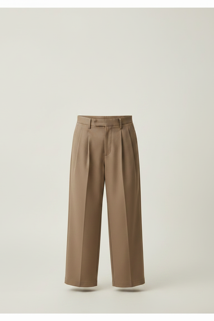 Pantalon Marron Garçon Décontracté Plissé Droit Élégant - Gabardine - vue 3