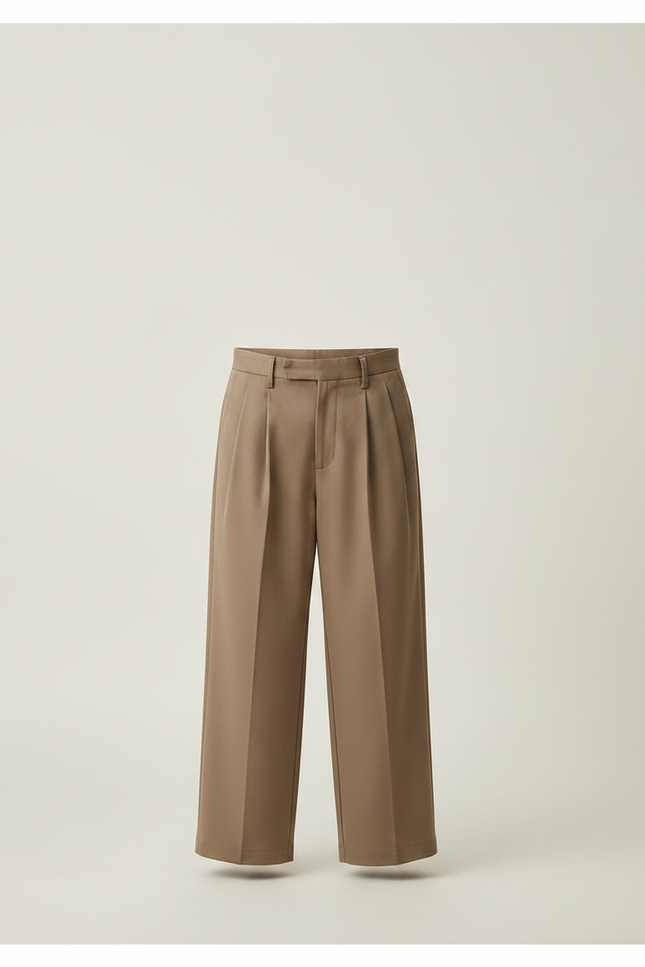 Pantalon Marron Garçon Décontracté Plissé Droit Élégant - Gabardine - vue 3