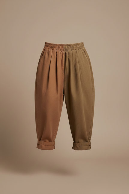 Pantalon Patchwork Marron - Multicolore Coton - vue 3