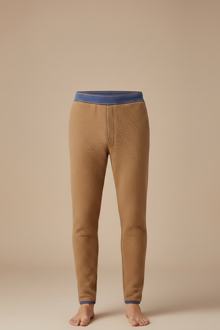 Pantalon Marron Homme Chaud Tricoté Confortable - Camel Maille - vue 3