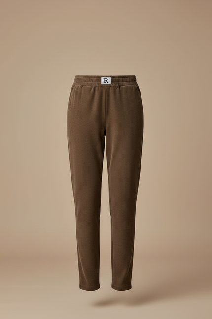 Pantalon Marron Côtelé Droit Épais Femme Décontracté - Cordé - vue 3