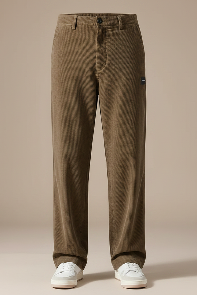 Pantalon Rayé Marron - Cordé - vue 3