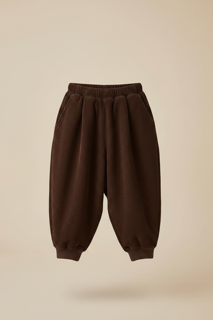 Pantalon Marron Côtelé Ample Confortable Enfant Chaud - Cordé - vue 3