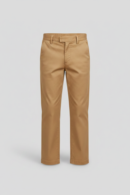 Pantalon Marron Chino Coton Coupe Droite Enfant - Camel - vue 3