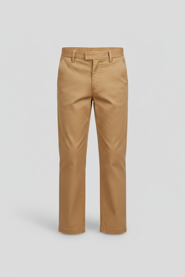 Pantalon Marron Chino Coton Coupe Droite Enfant - Camel - vue 3