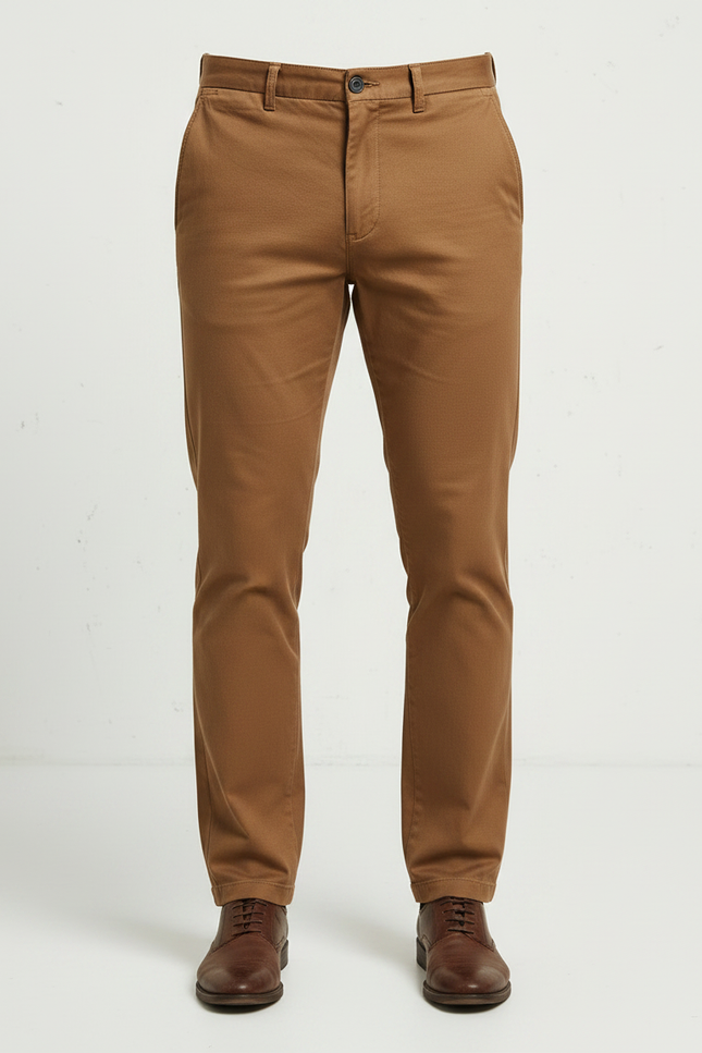 Pantalon Marron Chino Coupe Droite Décontracté Homme - Coton - vue 3