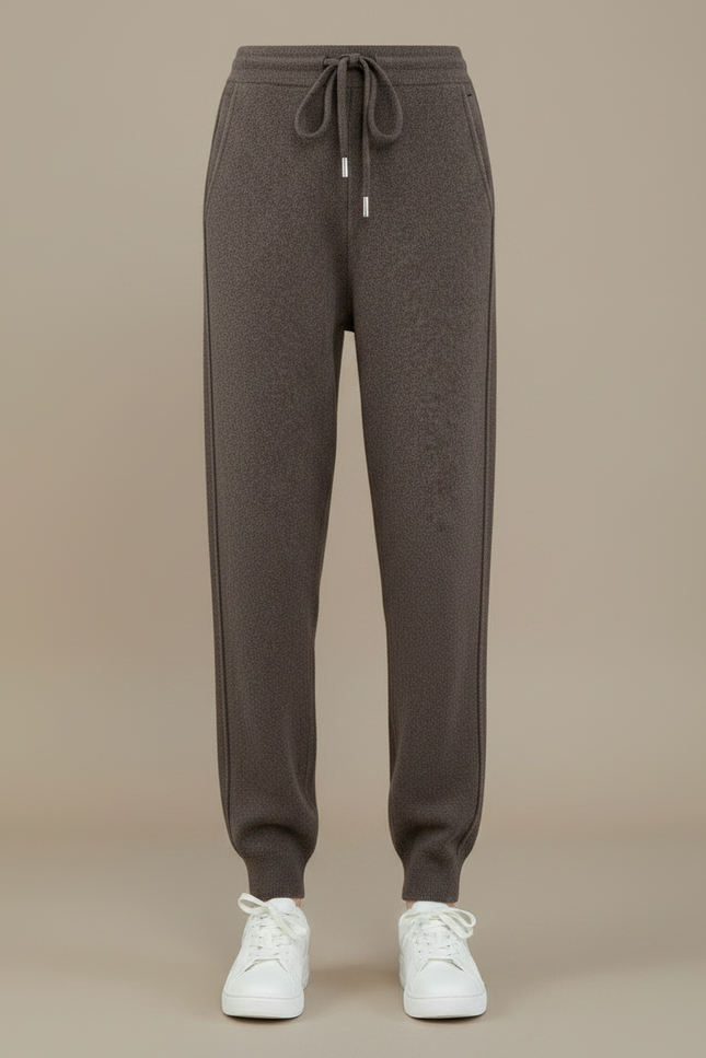 Pantalon Marron Cachemire Tricoté Chaud Décontracté Femme - Maille - vue 3