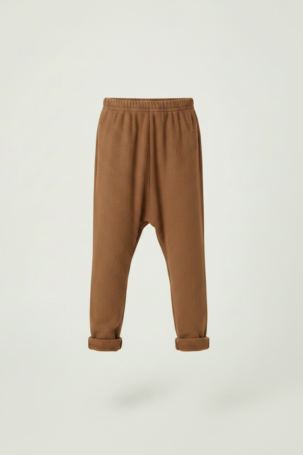 Pantalon Marron Côtelé Enfant Ample Confortable - Maille - vue 3