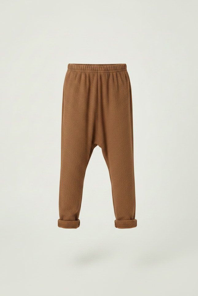 Pantalon Marron Côtelé Enfant Ample Confortable - Maille - vue 3