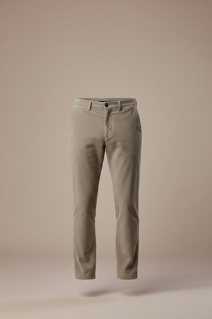 Pantalon Marron Côtelé Slim Fit Homme Décontracté - Kaki Cordé - vue 3