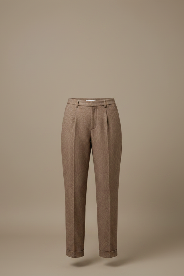 Pantalon Marron Texturé Taille Haute Élégant Décontracté - Tweed - vue 3