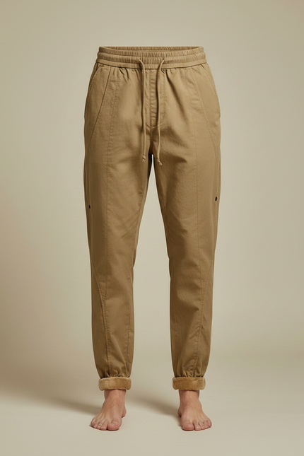 Pantalon Marron Cargo Velours Chaud Confortable Homme - Kaki Toile - vue 3