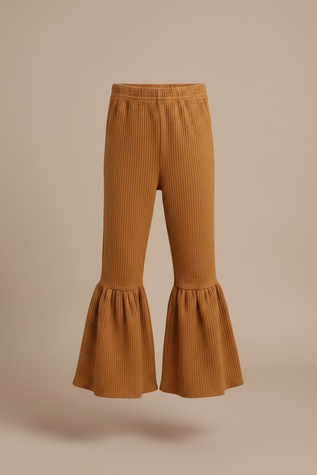 Pantalon Marron Évasé Texturé Enfant Confortable - Maille - vue 3