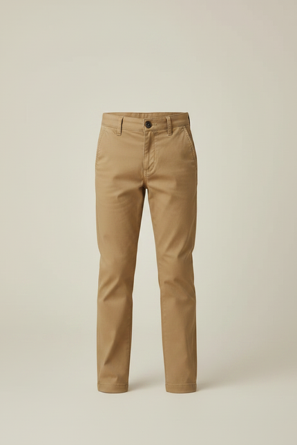 Pantalon Marron Garçon Décontracté Chino Coton Slim - Gabardine - vue 3