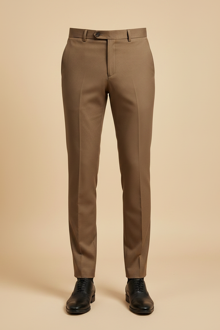 Pantalon Marron Homme Slim Élégant Formel Coton - Gabardine - vue 3