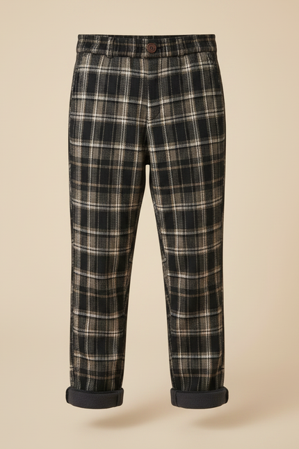 Pantalon Marron Plaid Droit Chaud Enfant - Tweed - vue 3