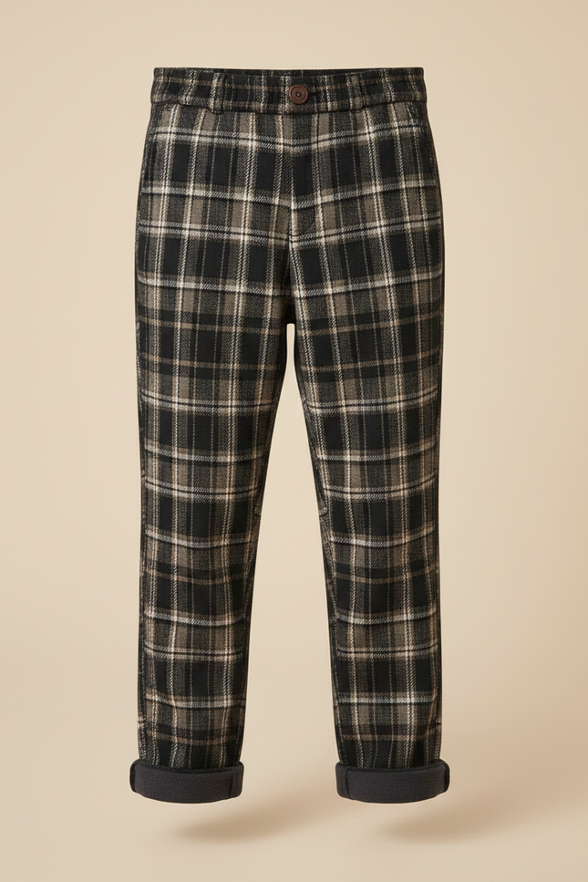 Pantalon Marron Plaid Droit Chaud Enfant - Tweed - vue 3