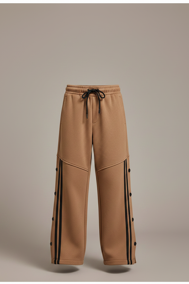 Pantalon Marron Sportif Rayures Latérales Boutons Garçon - Molleton - vue 3