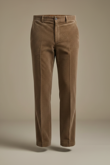 Pantalon Marron Côtelé Droit Épais Élégant Homme - Cordé - vue 3