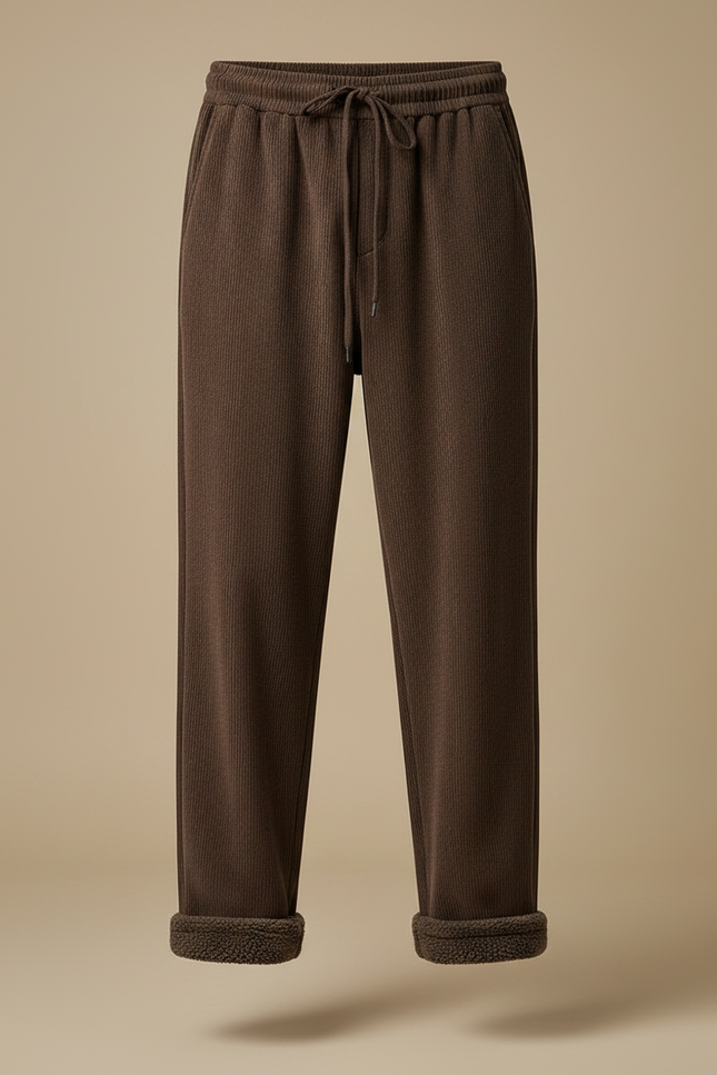 Pantalon Marron Côtelé Épais Ample Hiver Homme - Cordé - vue 3