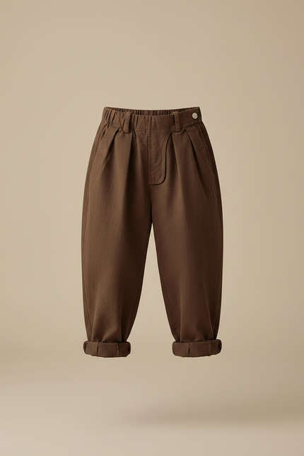 Pantalon Marron Ample Décontracté Coton Enfant - vue 3