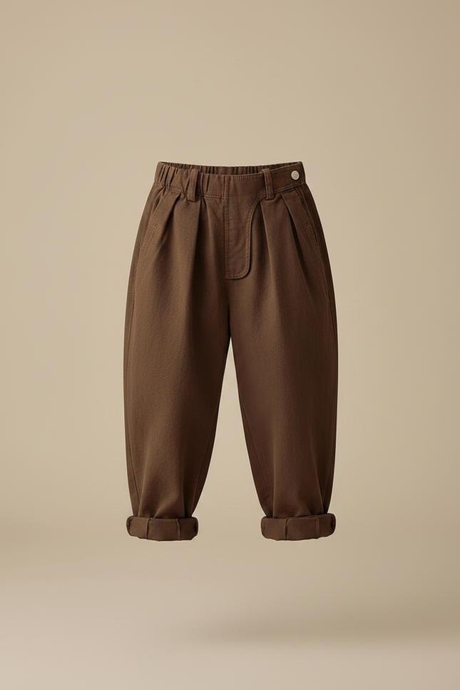 Pantalon Marron Ample Décontracté Coton Enfant - vue 3