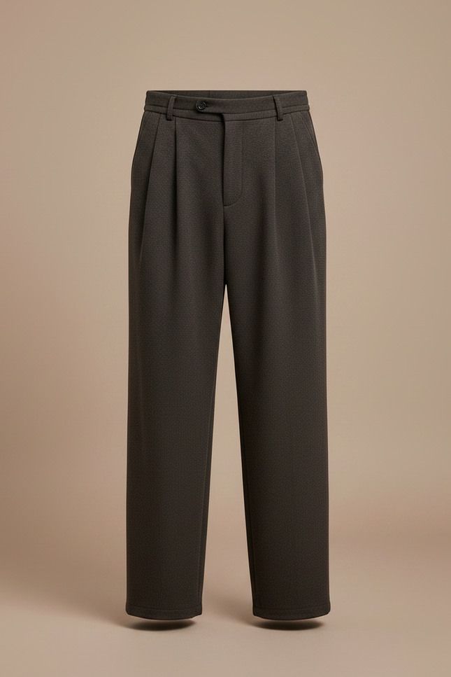 Pantalon Marron Ample Plissé Décontracté Homme - Molleton - vue 3