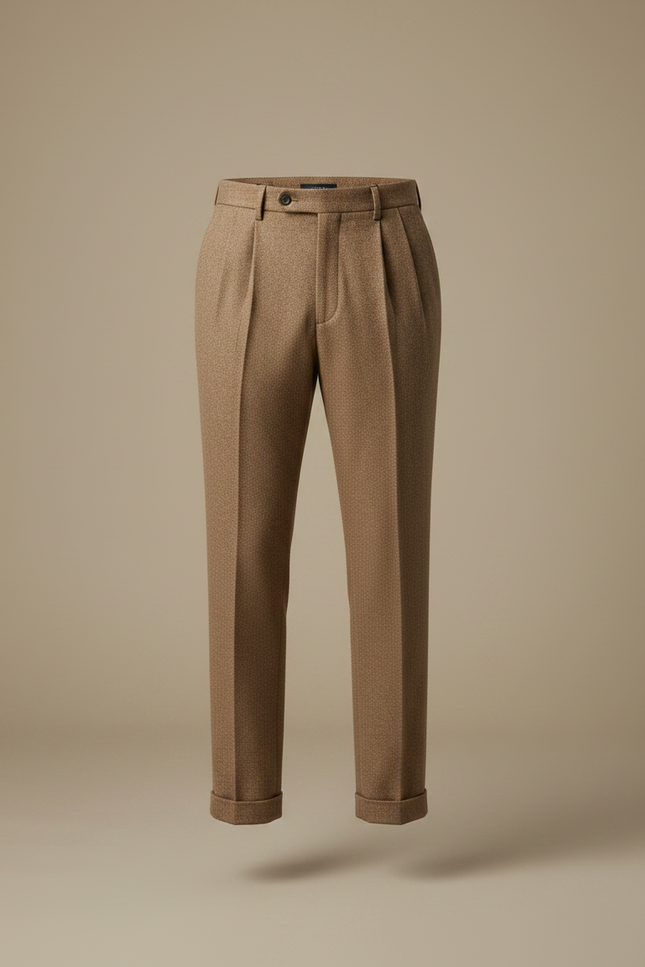 Pantalon Tweed Marron Homme - vue 3