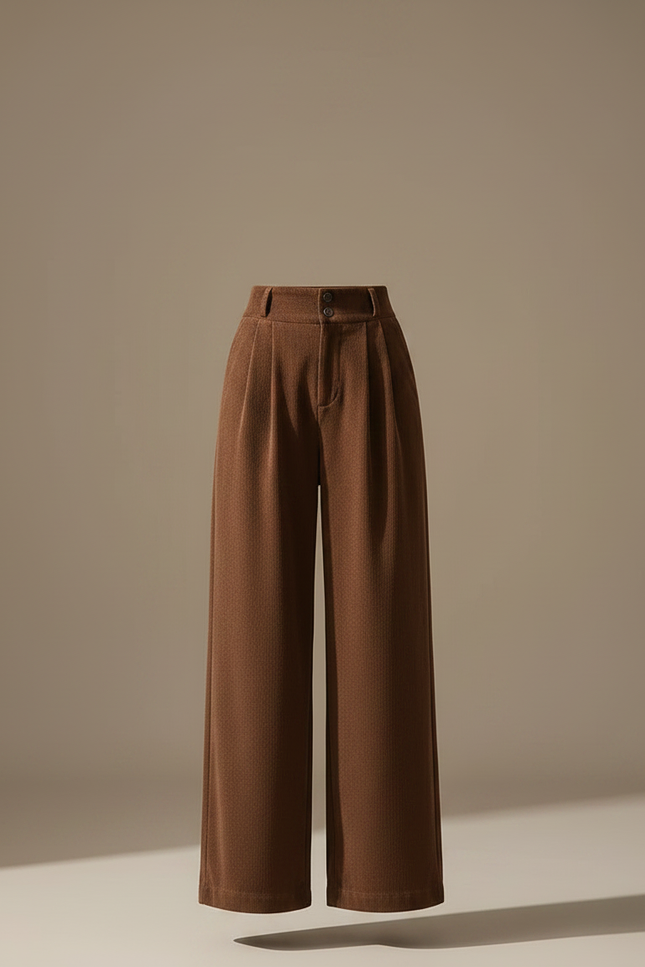 Pantalon Marron Velours Côtelé Ample Plissé Hiver - Cordé - vue 3