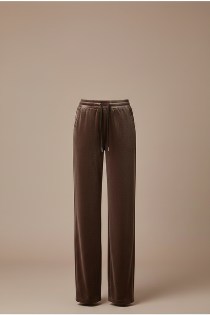 Pantalon Marron Velours Ample Taille Haute Femme - vue 3