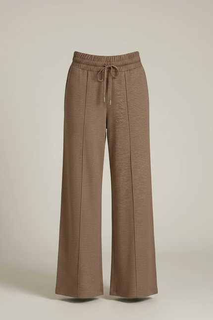 Pantalon Marron Ample Taille Élastique Décontracté Droit - Molleton - vue 3