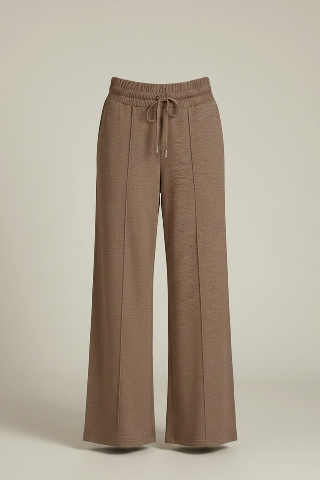 Pantalon Marron Ample Taille Élastique Décontracté Droit - Molleton - vue 3