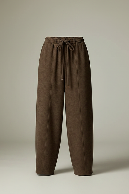 Pantalon Marron Ample Cordon Laine Décontracté Confortable - vue 3