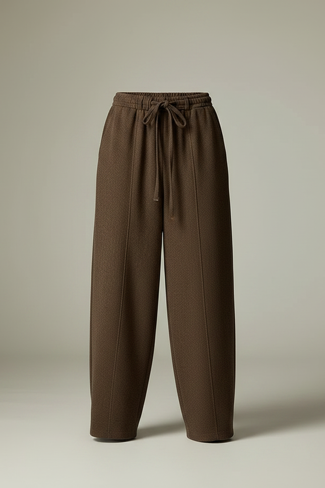 Pantalon Marron Ample Cordon Laine Décontracté Confortable - vue 3