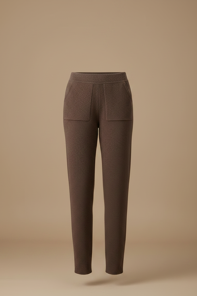 Pantalon Marron Laine Tricoté Confortable Élégant Femme - vue 3