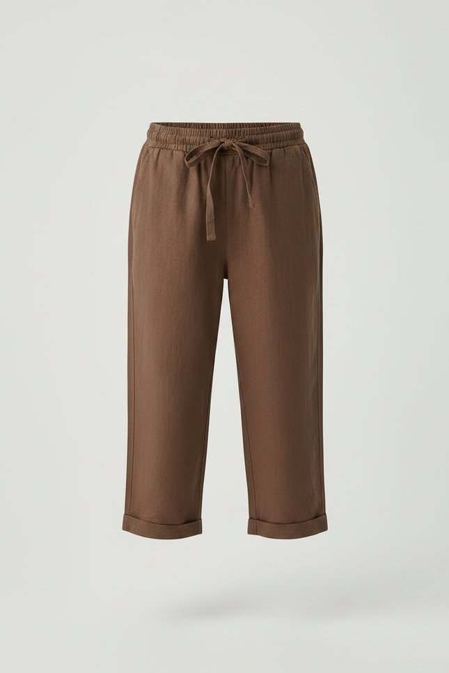 Pantalon Marron Lin Ample Cordon Enfant - vue 3