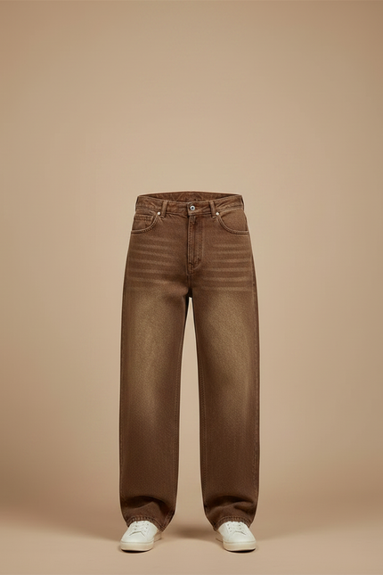 Pantalon Marron Baggy Vintage Délavé Homme - Jean - vue 3