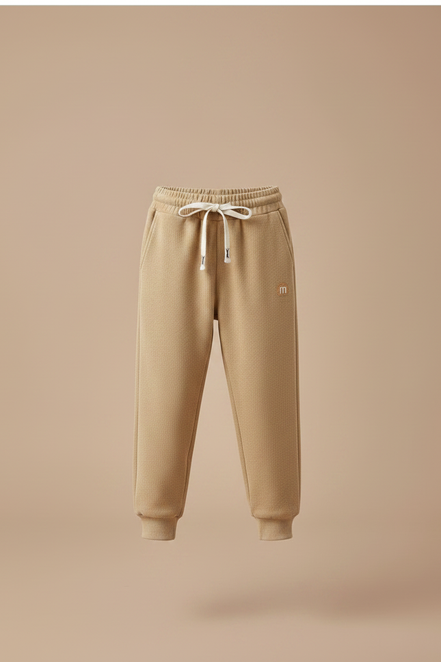Pantalon Marron Molletonné Confortable Décontracté Cordon Enfant - Beige - vue 3