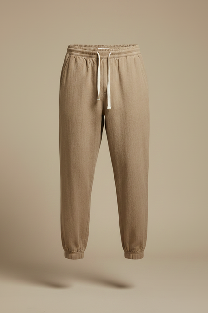 Pantalon Marron Ample Décontracté Cordon Homme - Lin - vue 3