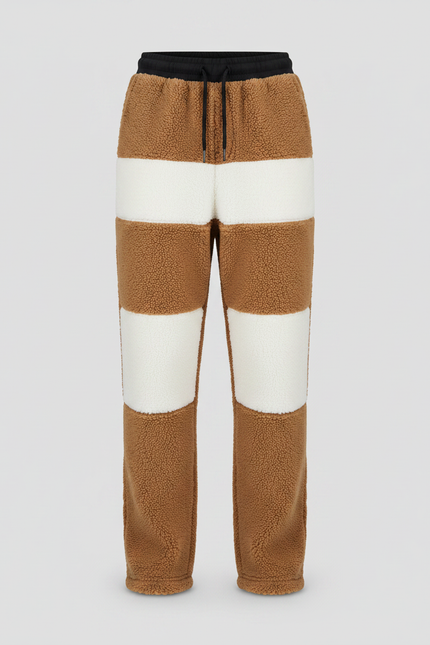 Pantalon Marron Doux Chaud Confortable Décontracté Patchwork - Molleton - vue 3
