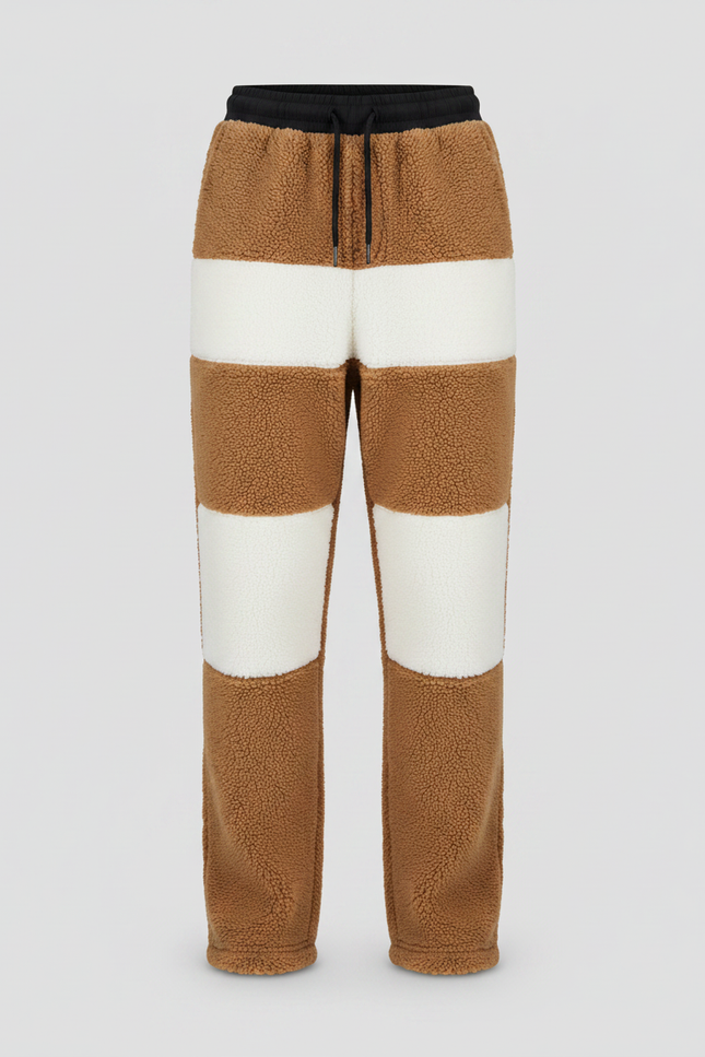 Pantalon Marron Doux Chaud Confortable Décontracté Patchwork - Molleton - vue 3