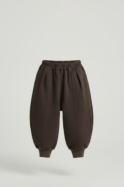 Pantalon Marron Ample Coton Plissé Décontracté Garçon - Molleton - vue 3